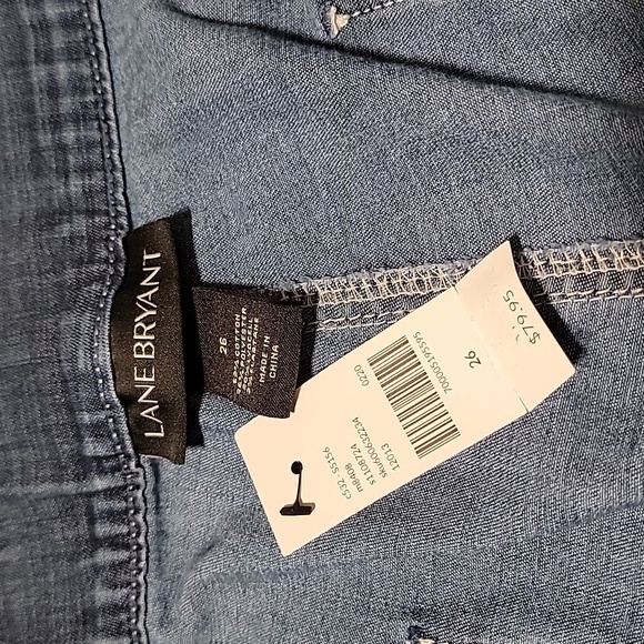 NWT Lane Bryant Chambray Belted Straight Leg Ankle Jeans Denim Pants Blue 26 - Picture 7 of 12